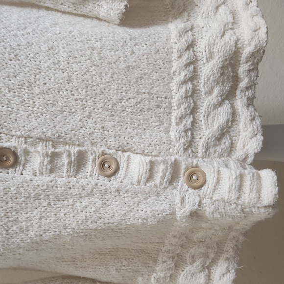 Indigenous Cardigan Knit Sweater Organic Cotton Cream Ivory Womens Small Boho - Picture 6 of 10